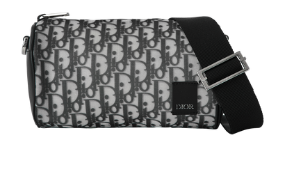Roller Crossbody, &pound;595, Handbags, Black/Grey/White, Leather/Nylon, Front view